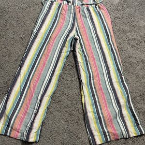 Striped linen cropped pants